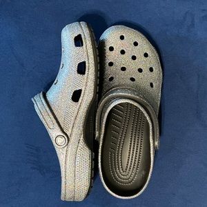Gray Glitter Crocs... Size 10 men/12 women